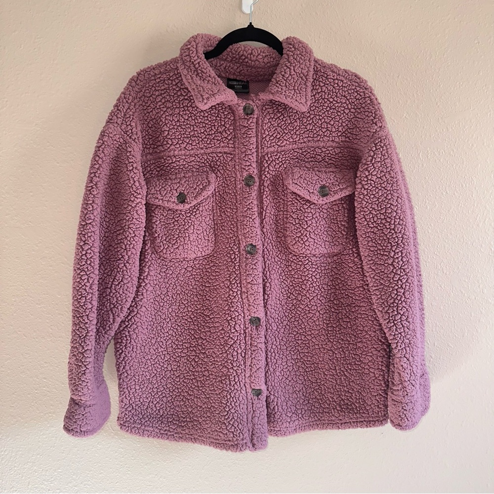 32 Degrees Women’s Mauve Soft Heat Fleece Jacket Button Up Pockets Size XS/S